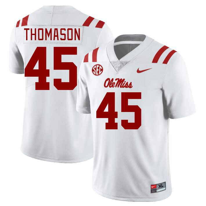 Men #45 Beau Thomason Ole Miss Rebels College Football Jerseys Stitched Sale-White